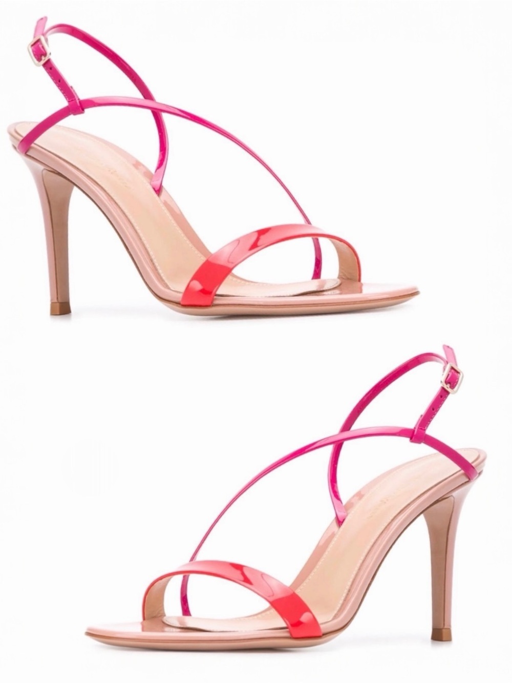 Gianvito Rossi Manhattan 85 Tri-Color Patent Leather Slingback High Heel Sandal